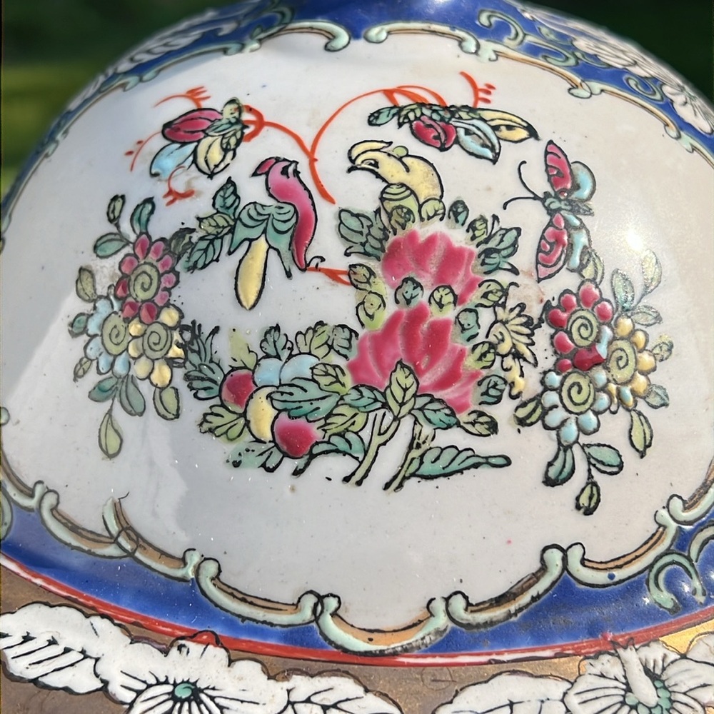 VTG Chinese Export Chinoiserie Handpainted Porcelain Large Soup Tureen Signed - Picture 8 of 17